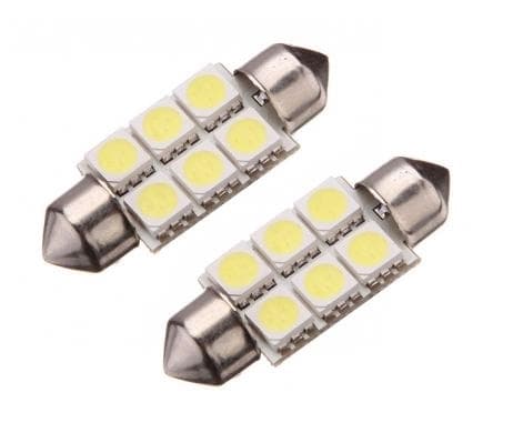 LED Spollampa, Sockel C5W, 6-LED, 36mm, (2-Pack)
