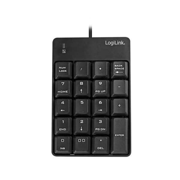 logilink logilink USB numeriskt tangentbord, med kabel, 19 tangenter, svart svart svart svart