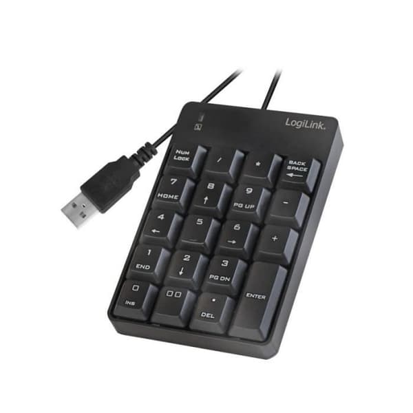 logilink logilink USB numeriskt tangentbord, med kabel, 19 tangenter, svart svart svart svart