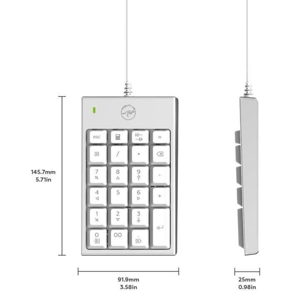 Numerisk knappsats - MOBILITY LAB - MAC Silver - Kabelansluten - USB - Vit