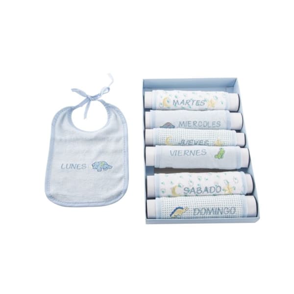 Bib Set Home ESPRIT Blue Pink Cotton 19 x 29 x 3 cm (4 Units)