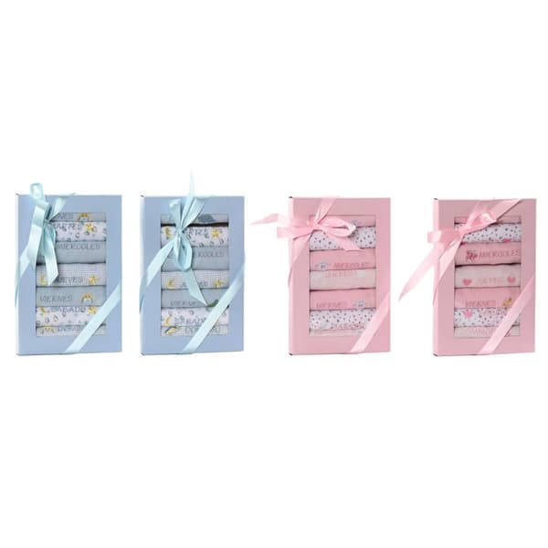 Bib Set Home ESPRIT Blue Pink Cotton 19 x 29 x 3 cm (4 Units)