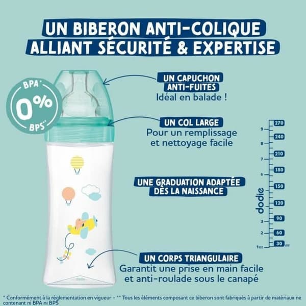 Baby's bottle Dodie 270 ml (3 Units)