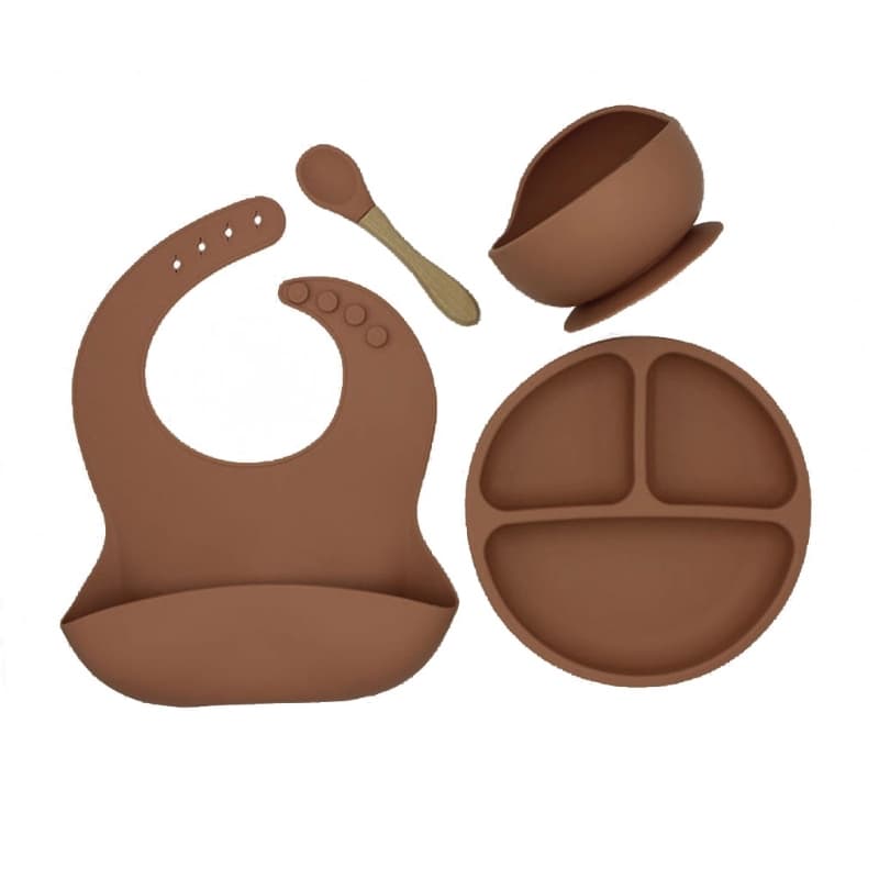 Barn matset - 4 delar, FRI från BPA, bly, ftalat och andra giftiga kemikalier, Brun