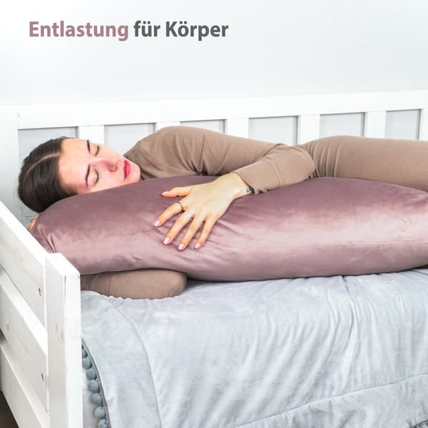 Side sleeper kudde med sammetsöverdrag 40 x 145 cm - komfort kudde side sleeper body kudde side sleeper rosa