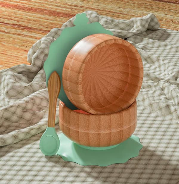 Bamboo skålset för barn Bamboo skål med sugkopp och sked - För att äta och mata spädbarn och småbarn