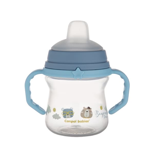 CANPOL BABIES Cup with Silicone Spout, FirstCup BONJOUR PARIS, 6m+, 150ml, blue, 56/612_blu
