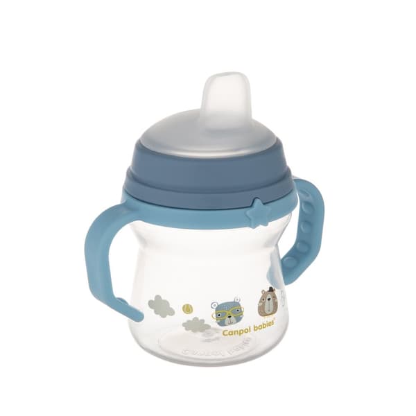 CANPOL BABIES Cup with Silicone Spout, FirstCup BONJOUR PARIS, 6m+, 150ml, blue, 56/612_blu