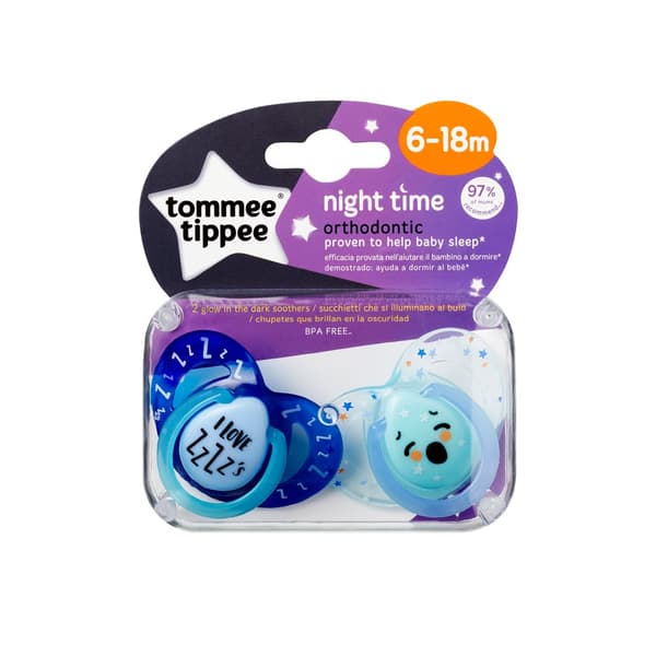 Tommee Tippee soother silicone 2pcs 6-18m Night 43336299