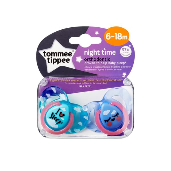 Tommee Tippee soother silicone 2pcs 6-18m Night 43336299