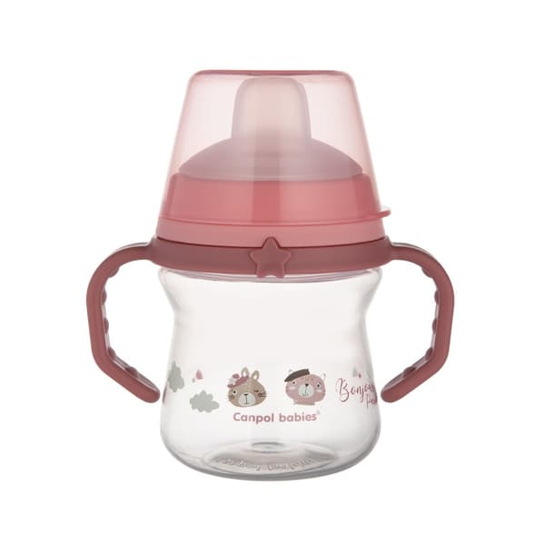 CANPOL BABIES Cup with Silicone Spout, FirstCup BONJOUR PARIS, 6m+, 150ml, pink, 56/612_pin