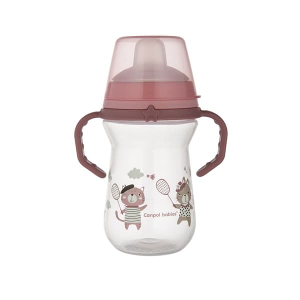 CANPOL BABIES Cup with Silicone Spout, FirstCup BONJOUR PARIS, 6m+, 250ml, pink, 56/613_pin