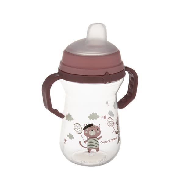 CANPOL BABIES Cup with Silicone Spout, FirstCup BONJOUR PARIS, 6m+, 250ml, pink, 56/613_pin