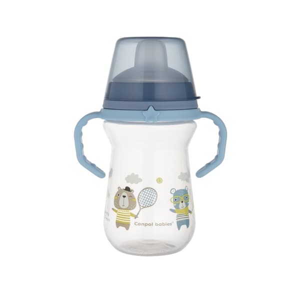 CANPOL BABIES Cup with Silicone Spout, FirstCup BONJOUR PARIS, 6m+, 250ml, blue, 56/613_blu