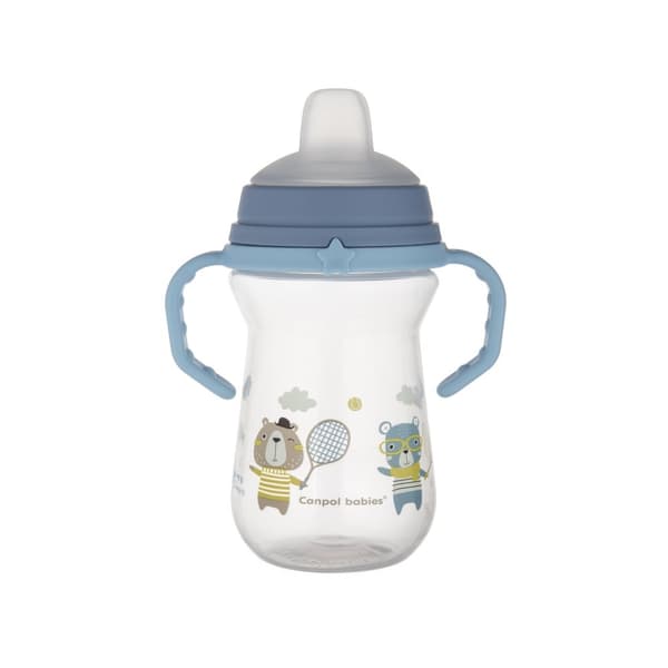 CANPOL BABIES Cup with Silicone Spout, FirstCup BONJOUR PARIS, 6m+, 250ml, blue, 56/613_blu