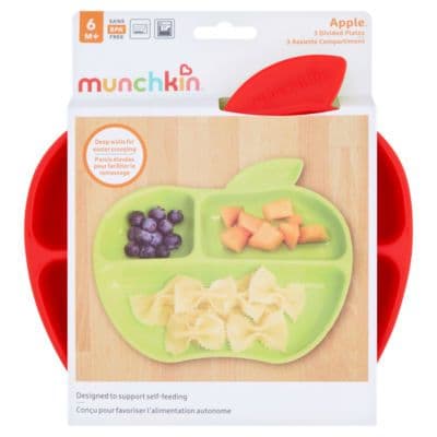 MUNCHKIN Lil' Apple Divided Toddler Plates,  6m+, Pack of 3, 91513P