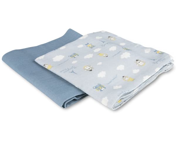 CANPOL BABIES muslin squares BONJOUR PARIS, 0m+, 70x70 cm, 2 pcs., blue, 26/901_blu