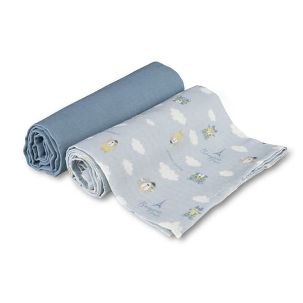 CANPOL BABIES muslin squares BONJOUR PARIS, 0m+, 70x70 cm, 2 pcs., blue, 26/901_blu