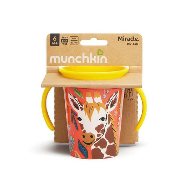MUNCHKIN WildLove Trainer Cup, Miracle 360,  6m+, 177 ml, giraffe, 05183301