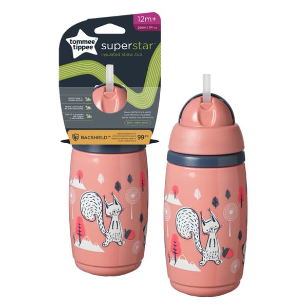TOMMEE TIPPEE Insulated Straw 266ml, 12m+, pink, 447825
