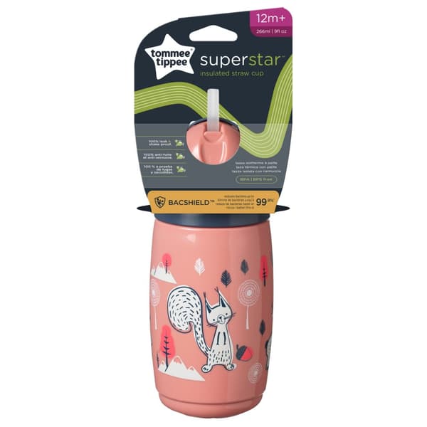 TOMMEE TIPPEE Insulated Straw 266ml, 12m+, pink, 447825