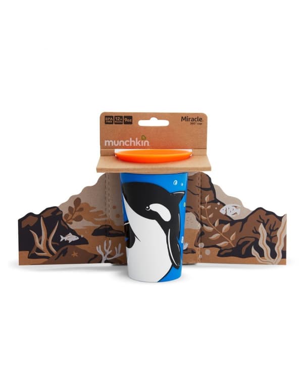 MUNCHKIN WildLove Sippy Cup, orca, Miracle 360,  6m+, 266 ml, 05177802