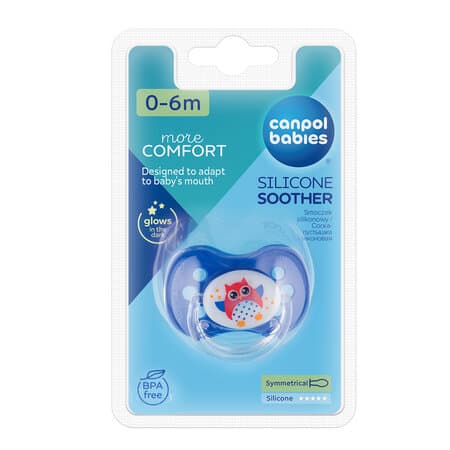CANPOL BABIES Symmetric silicone soother  0-6 months (1 pc) Owl baby 22/568