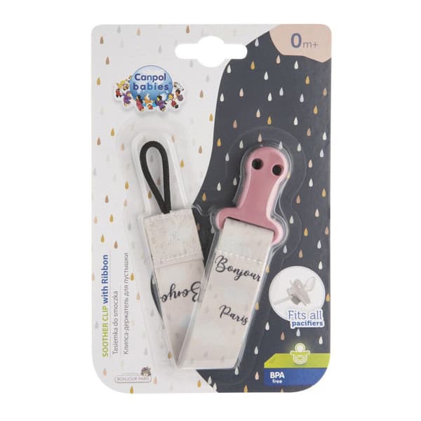 CANPOL BABIES soother clip with ribbon BONJOUR PARIS, 51/026_pin
