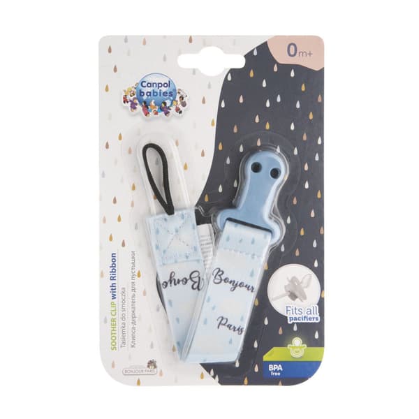 CANPOL BABIES soother clip with ribbon BONJOUR BABY, 51/026_blu