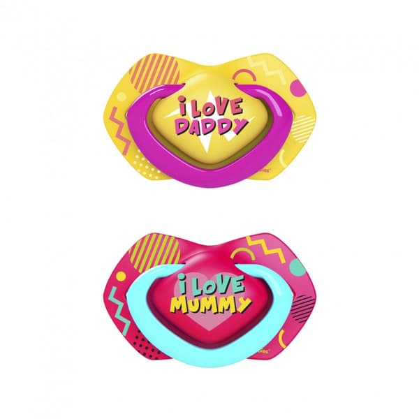 CANPOL BABIES silicone symmetrical soothers NEON LOVE, 18m+, 2 pcs, 22/654_pin