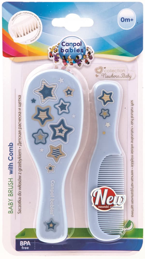 CANPOL BABIES Brush with Comb Newborn Baby (soft, natural hair) 7/406 blue