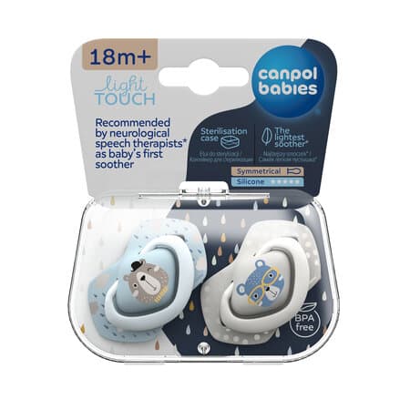 CANPOL BABIES silicone symmetrical soothers BONJOUR PARIS, 18m+, 2 pcs, 22/649_blu