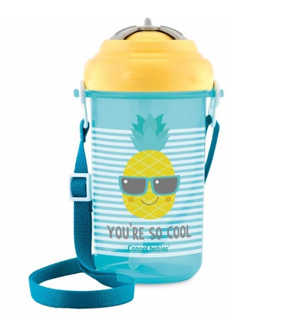 CANPOL BABIES cup with flip-top silicone straw So Cool!, 400 ml, 4/102_yel