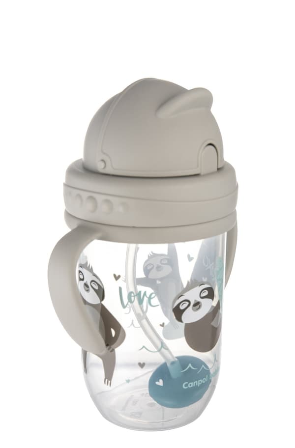 CANPOL BABIES non-spill cup with weighted straw EXOTIC ANIMALS, 6m+, 270ml, grey, 56/606_grey