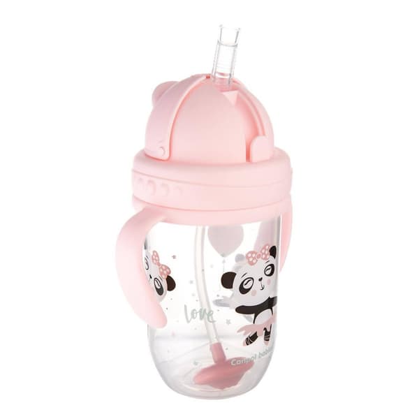 CANPOL BABIES non-spill cup with weighted straw EXOTIC ANIMALS, 6m+, 270ml, pink, 56/606_pin