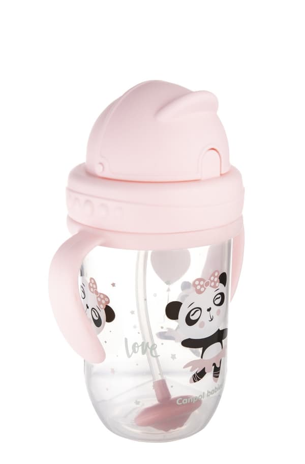 CANPOL BABIES non-spill cup with weighted straw EXOTIC ANIMALS, 6m+, 270ml, pink, 56/606_pin