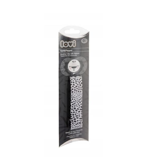 LOVI Soother Clip with Ribbon Salt&Pepper 51/024