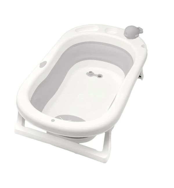 PRIMABOBO MyToy foldable bathtub with a bath cushion and a toy, grey, 87 cm, HB_wst_G