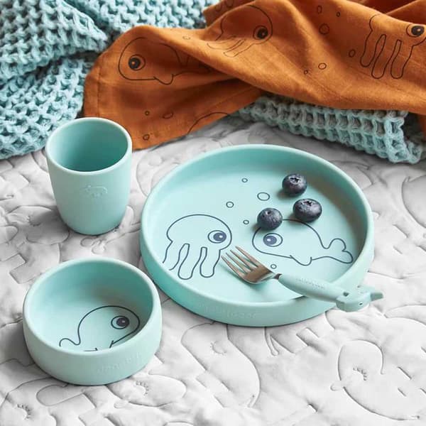 Done By Deer Middagsset I Silikon Sea Friends Blå 0 Months