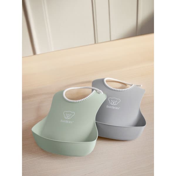 BabyBjörn Baby Bib -madlappen, 2 stk, Grå / Pulvergrøn