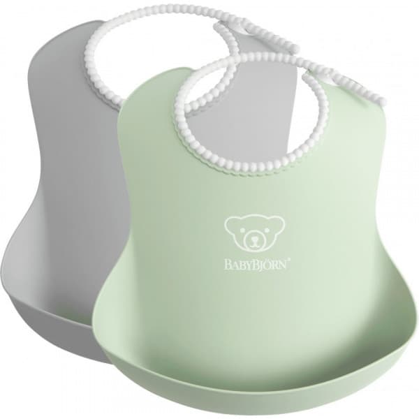 BabyBjörn Baby Bib -matslapp, 2 st, Grå / Pulvergrön