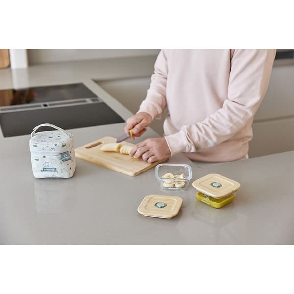 Miniland Pack 2 Go Ecosquare Frog Containersæt Beige
