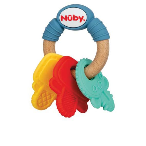 Wooden and silicone teether keys 3m+ 1 unit
