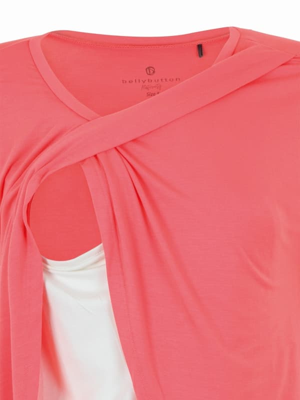 Damblus med amning, rosa, navelmönster, gravid