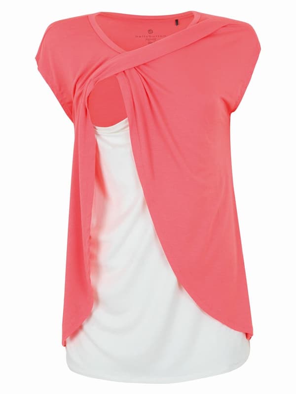 Damblus med amning, rosa, navelmönster, gravid
