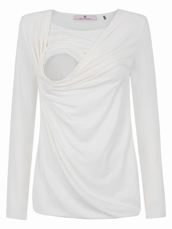 Dame ammebluse hvid Navle Maternity