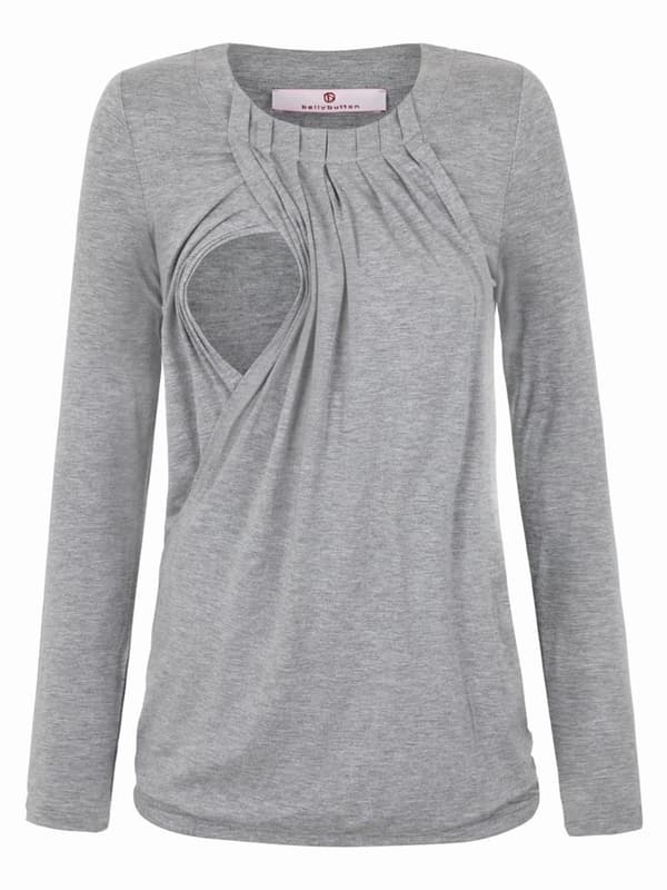 Dame ammebluse grå Navle Maternity