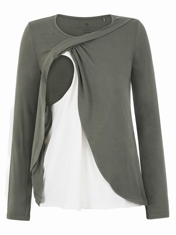 Dame ammebluse grå Navle Maternity