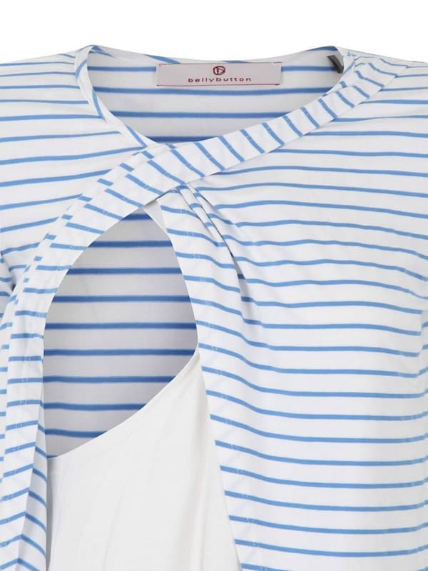 Blå amningsblus för kvinnor, navelnöt, gravid