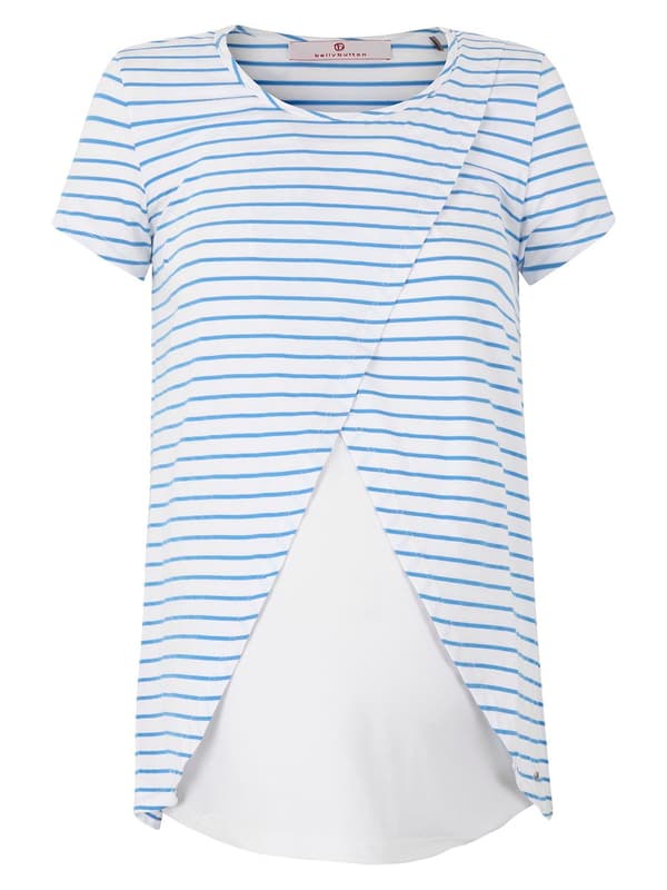 Blå amningsblus för kvinnor, navelnöt, gravid
